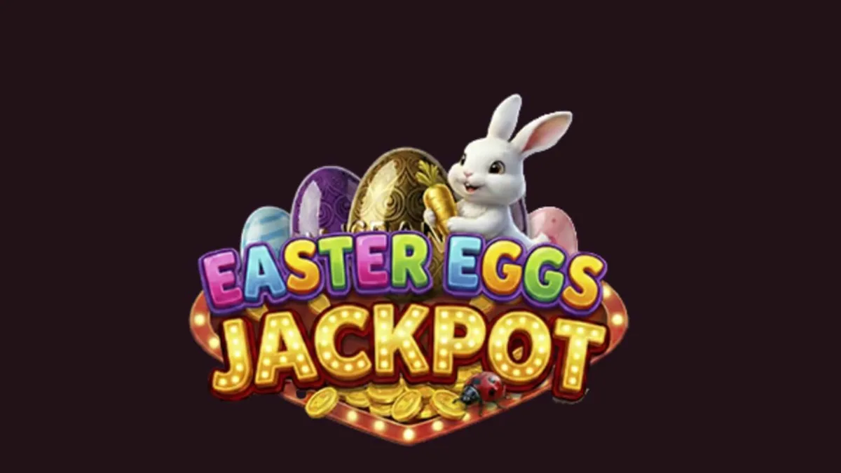 Tampilan visual slot Easter Eggs Jackpot dengan tema musim semi dan telur warna-warni
